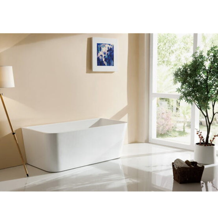 1500/1600*750/800*580mm ABS Mandy Gloss White Rectangle Acrylic Back To Wall Bathtub