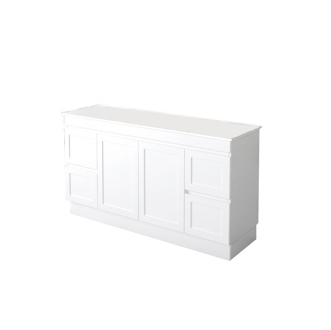 600-1500mm ABS Miami Matt White Shaker Plywood Freestanding(on Kickboard) Vanity Cabinet - HD reno
