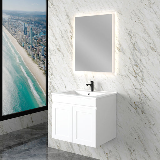 600-1200mm ABS Miami Matt White Shaker Plywood Wall Hung Vanity Cabinet - HD reno