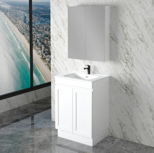 600-1500mm ABS Miami Matt White Shaker Plywood Freestanding(on Kickboard) Vanity Cabinet - HD reno