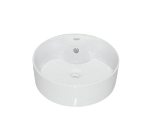 410x410x145mm ABS Ralf Gloss White Ceramic Round 1 Tap Hole With Overflow Undermount Basin - HD reno
