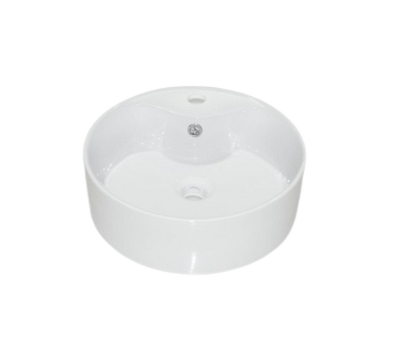 410x410x145mm ABS Ralf Gloss White Ceramic Round 1 Tap Hole With Overflow Undermount Basin - HD reno