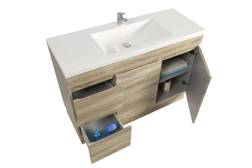 1200mm Berge White Oak Floor MDF Vanity and Shaving Cabinet and Tall Boy