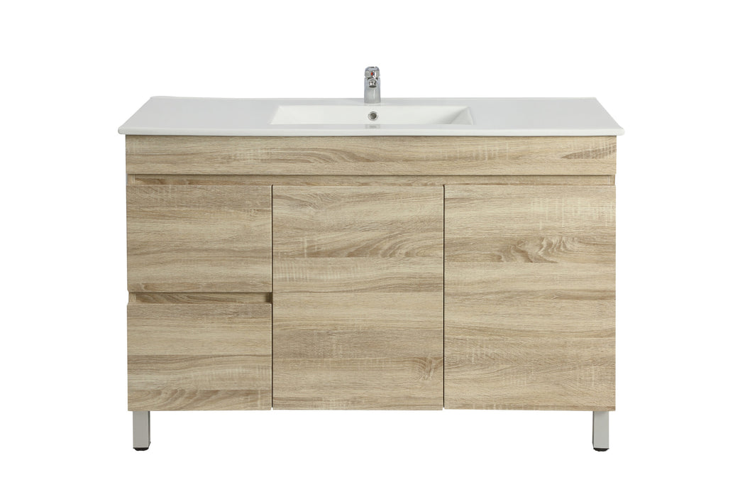 1200mm Berge White Oak Floor MDF Vanity and Shaving Cabinet and Tall Boy