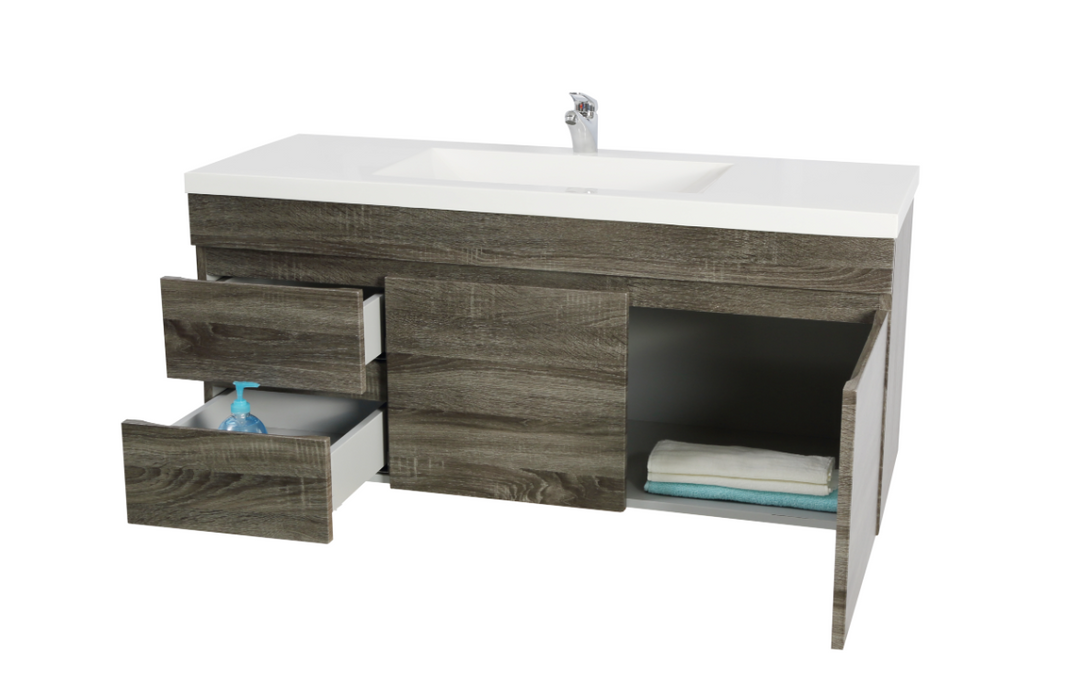 1200mm Berge Dark Grey Wall Hung MDF Vanity and Shaving Cabinet and Tall Boy