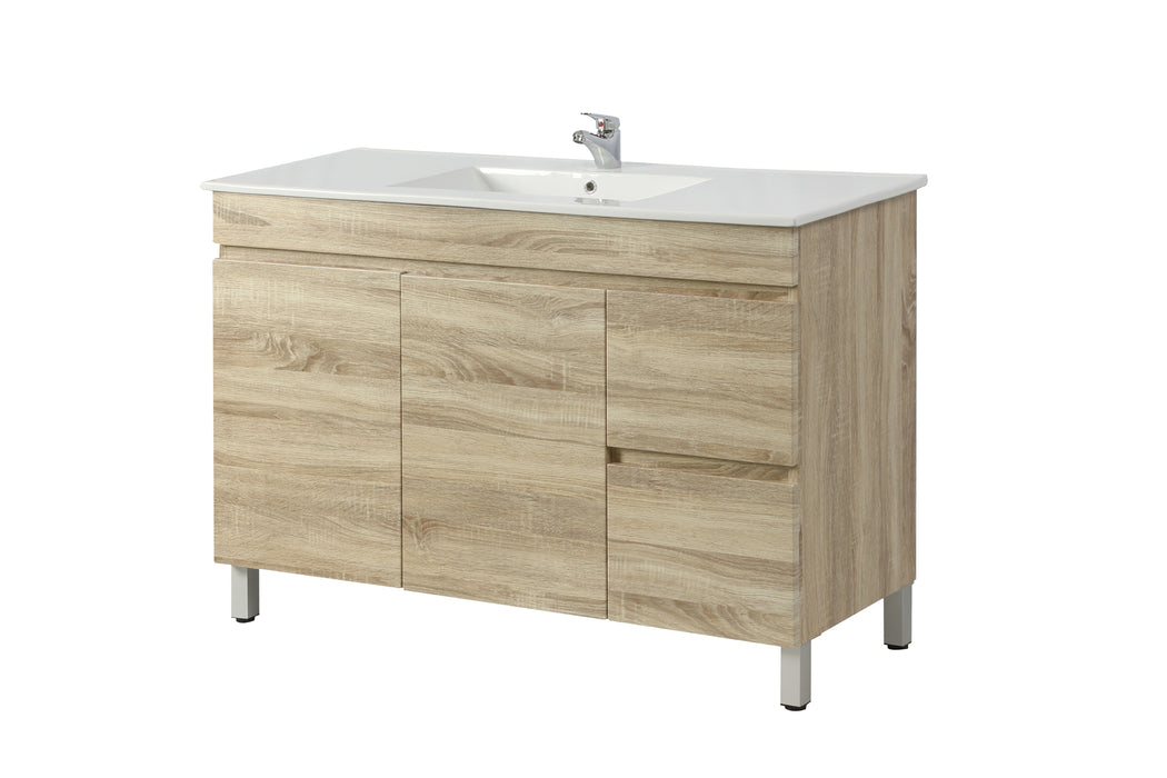 1200mm Berge White Oak Floor MDF Vanity and Shaving Cabinet and Tall Boy