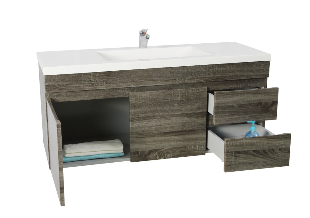 1200mm Berge Dark Grey Wall Hung MDF Vanity and Shaving Cabinet and Tall Boy