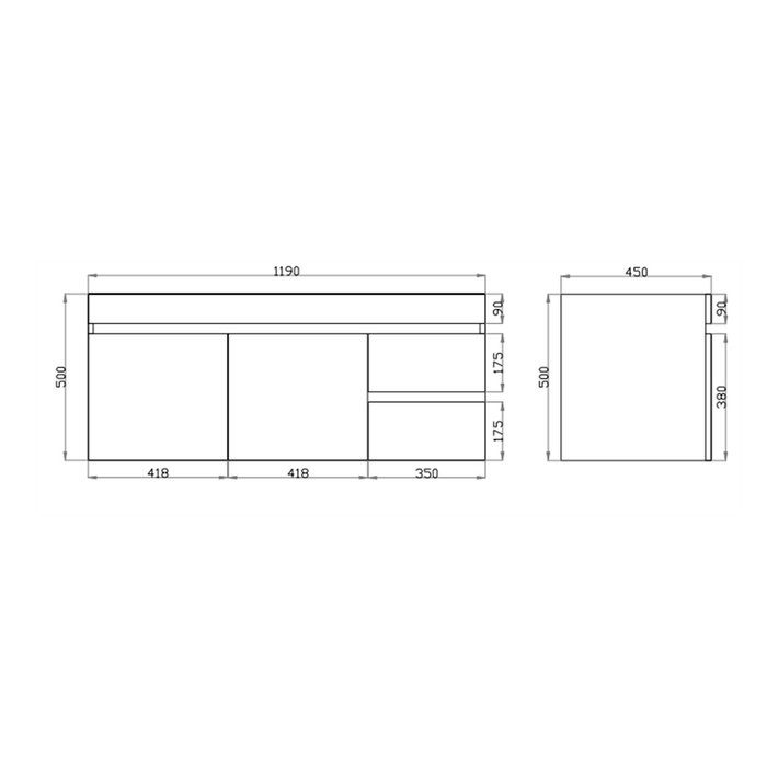 600-1500mm*500mm*450mm Berge Dark Oak MDF Wall Hung Vanity