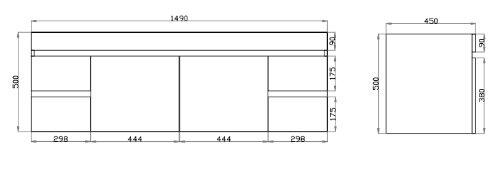 600-1500mm*500mm*450mm Berge Dark Oak MDF Wall Hung Vanity
