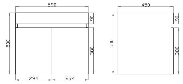 600-1500mm*500mm*450mm Berge Dark Oak MDF Wall Hung Vanity