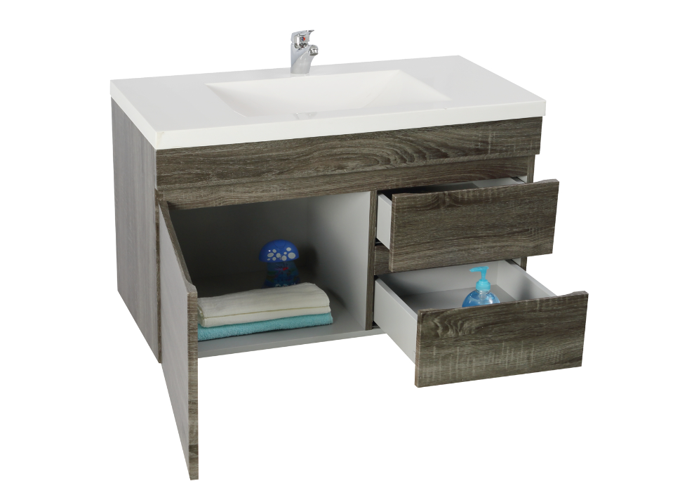 750mm Berge Dark Grey Wall Hung MDF Vanity and Shaving Cabinet and Tall Boy