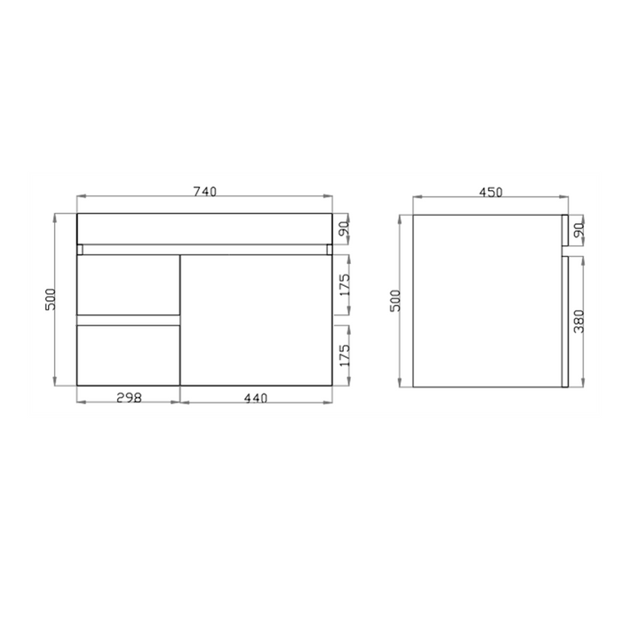 600-1500mm*500mm*450mm Berge Dark Oak MDF Wall Hung Vanity