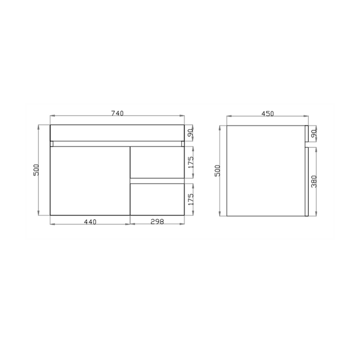 600-1500mm*500mm*450mm Berge Dark Oak MDF Wall Hung Vanity
