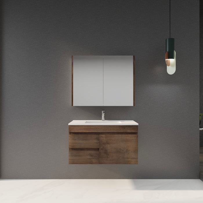 600-1500mm*500mm*450mm Berge Dark Oak MDF Wall Hung Vanity