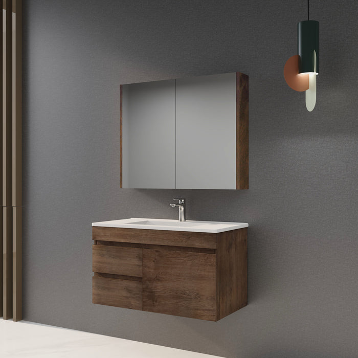 600-1500mm*500mm*450mm Berge Dark Oak MDF Wall Hung Vanity