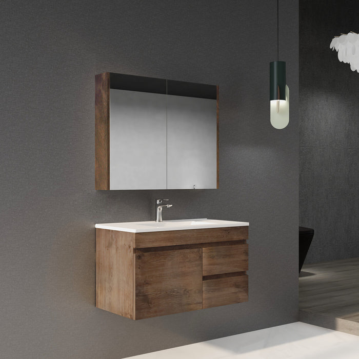600-1500mm*500mm*450mm Berge Dark Oak MDF Wall Hung Vanity