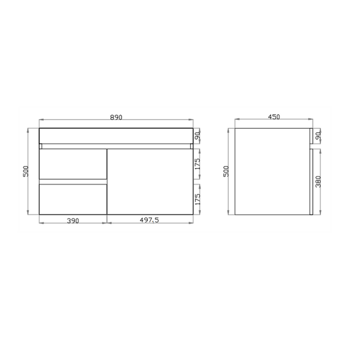 600-1500mm*500mm*450mm Berge Dark Oak MDF Wall Hung Vanity