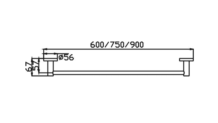 Ideal Single Towel Rail - 750mm (Black)