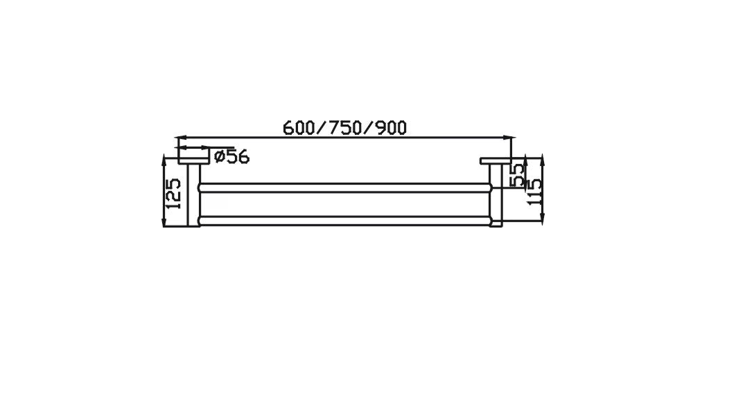 Ideal Double Towel Rail - 900mm (Black)