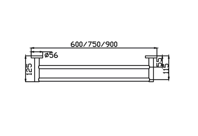 Ideal Double Towel Rail - 900mm (Brushed Gun Metal)