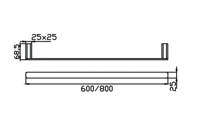 Elegant Single Towel Rail - 800mm (Black)
