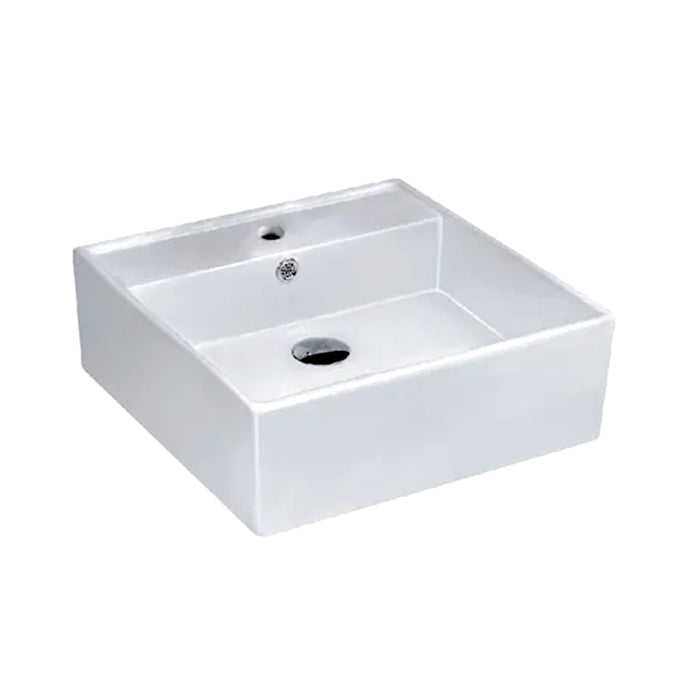 380*380*150mm Gloss White Ceramic Square Wall Hung/Above Counter Basin