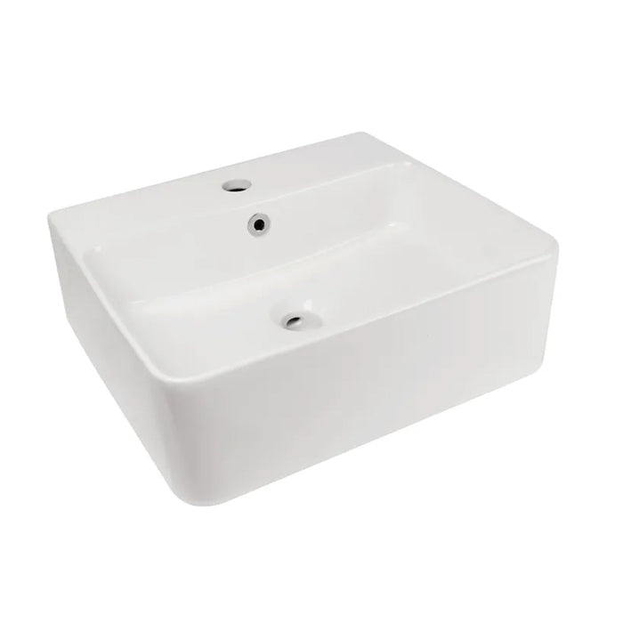 460*425*155mm Gloss White Ceramic Rectangle Wall Hung/Above Counter Basin One Tap Hole