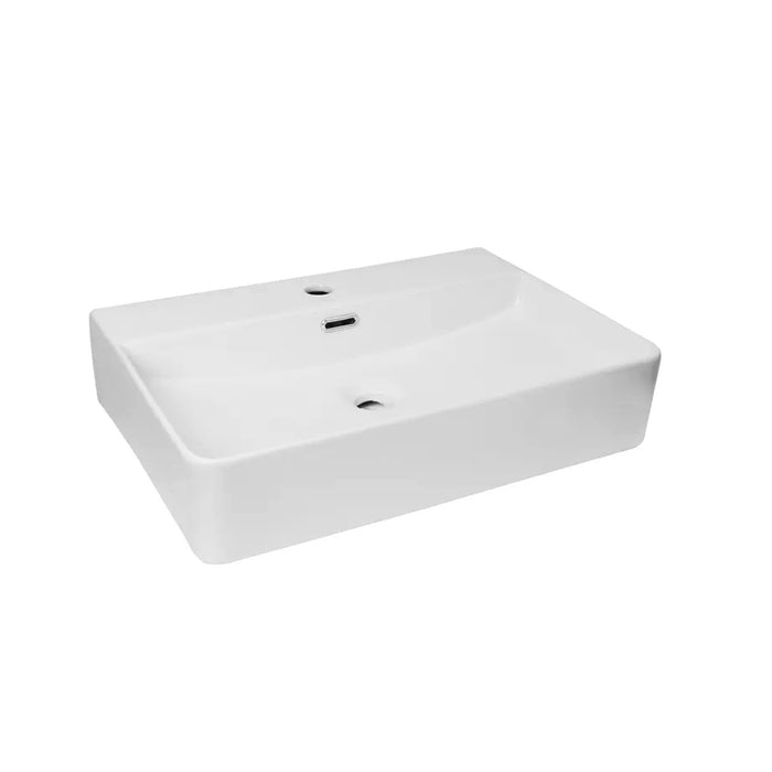 600*420*120mm Gloss White Ceramic Rectangle Wall Hung/Above Counter Basin One Tap Hole