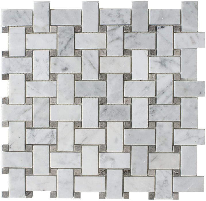 Basketweave Carrara+Cinderella Grey Honed
