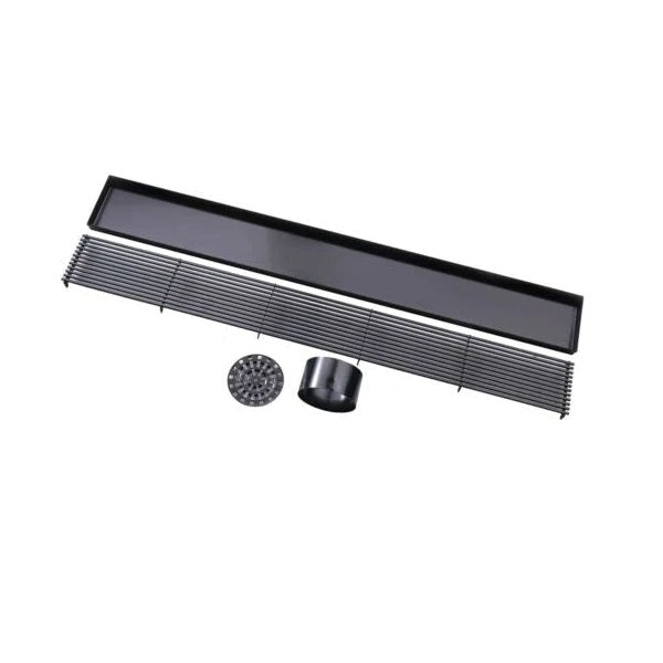 600-3000mm Somer Matte Black DIY Wide Linear Floor Grate Grill Drain (No Outlet)