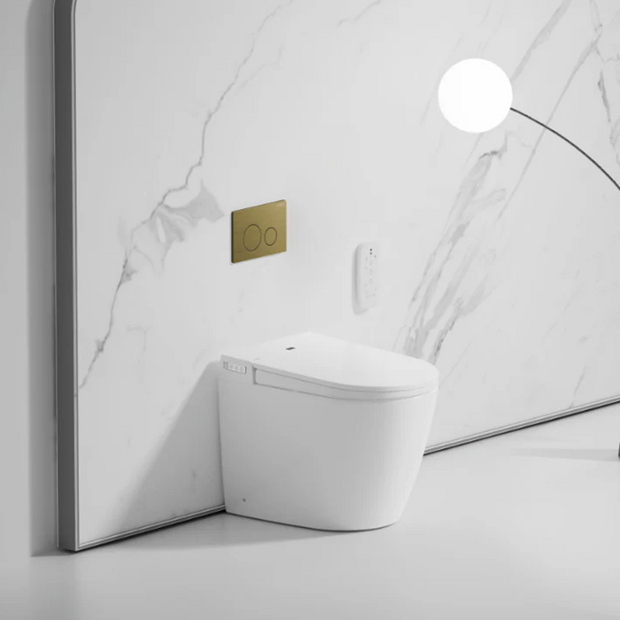 590*400*490mm Lafeme Crawford Rimless Gloss White Ceramic Wall Faced Smart Toilet - HD reno