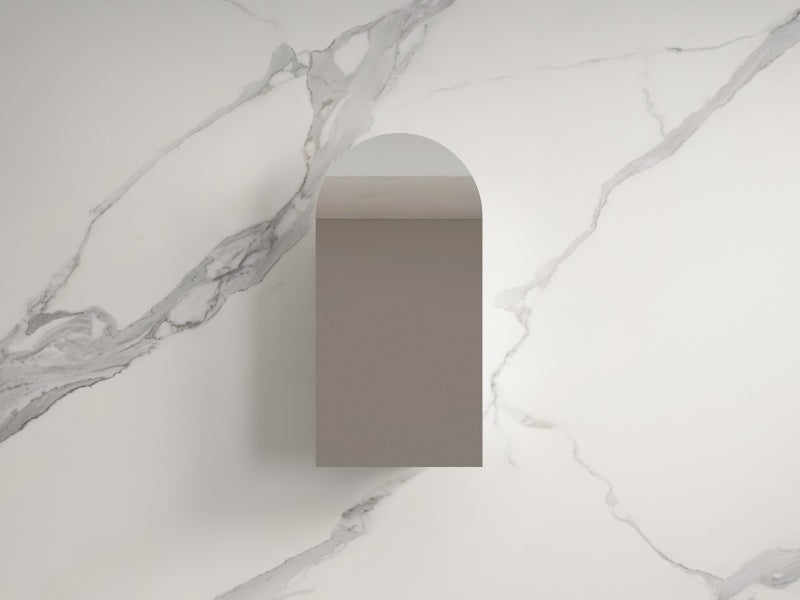 550*900*116mm Infinity BIANCO Matt White Plywood Glass Arch Shaving Cabinet