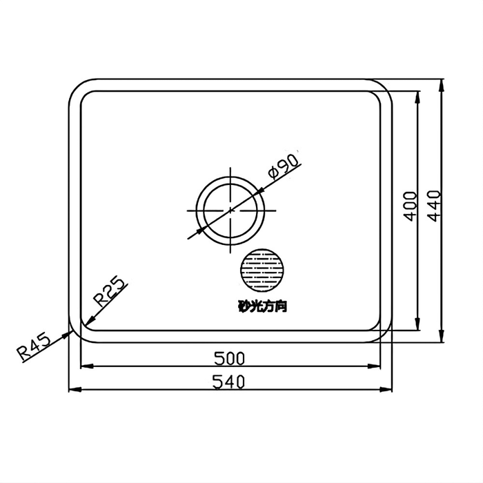 440*540*200mm BK Traditionell 304 Stainless Steel Chrome Square Top Mount / Under Mount Single Bowl Laundry Kitchen Sink