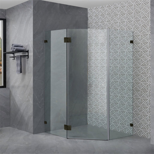 800-1200*2000mm 10mm Thickness Covey Diamond Frameless Pivot Door Black Fitting Shower Screens - HD reno