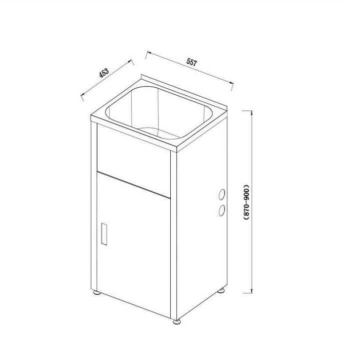 560*455*870mm 35L 304 Stainless Steel Laundry Tub with Metal Cabinet - HD reno