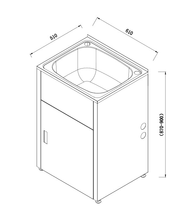 610*510*870mm 45L 304 Stainless Steel Laundry Tub with Black Metal Cabinet - HD reno