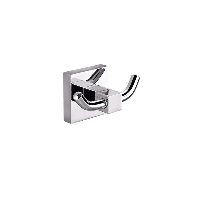 BK ECKIG Chrome Brass Square Double Robe Hooks - HD reno