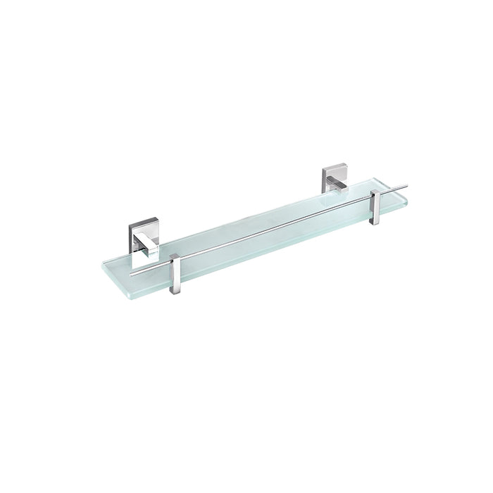 600*125mm BK ECKIG Chrome Glass Square Bars Shower Shelves - HD reno