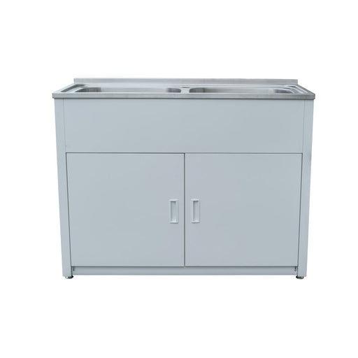 1170*510*870mm 45L Double 304 Stainless Steel Laundry Tub with Metal Cabinet - HD reno