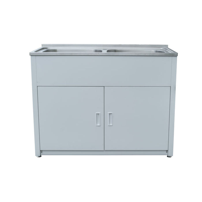 1170*510*870mm 45L Double 304 Stainless Steel Laundry Tub with Metal Cabinet - HD reno