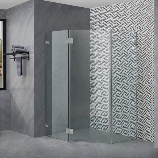 800-1200*2000mm 10mm Thickness Covey Diamond Frameless Pivot Door Brushed Nickel Fitting Shower Screens - HD reno