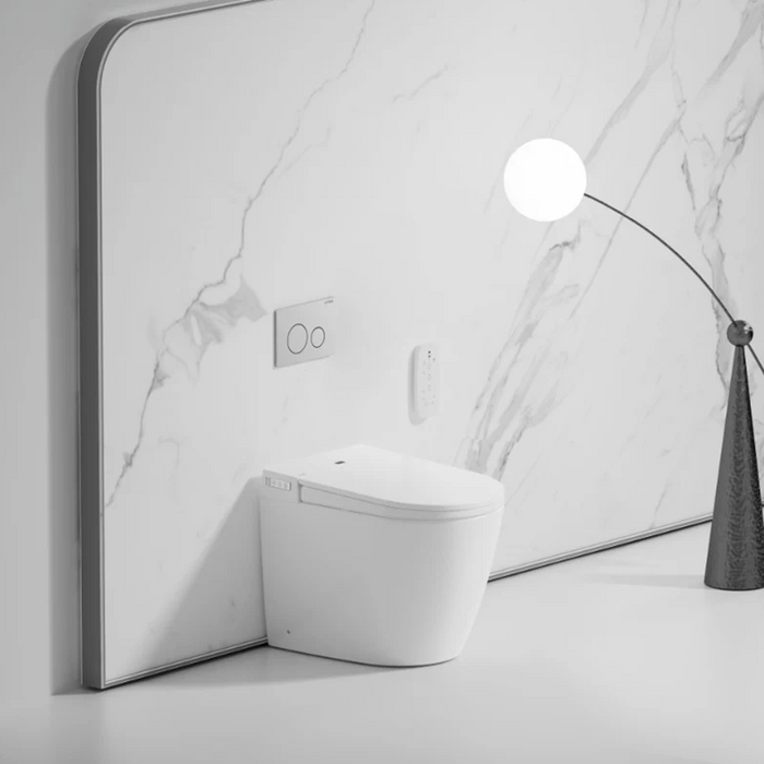 590*400*490mm Lafeme Crawford Rimless Gloss White Ceramic Wall Faced Smart Toilet - HD reno