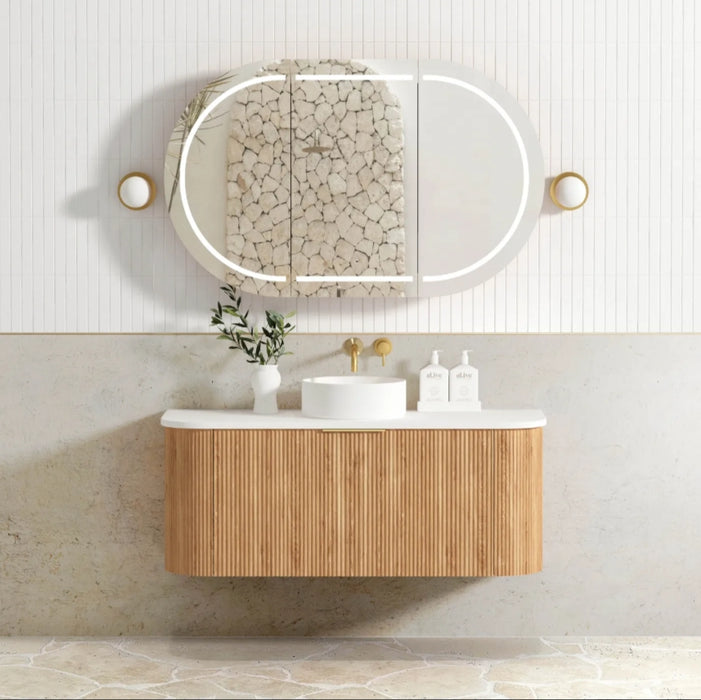 600-1800*460*450mm Bondi Woodland Oak Curve Bar Handle Cabinet Wall Hung Vanity