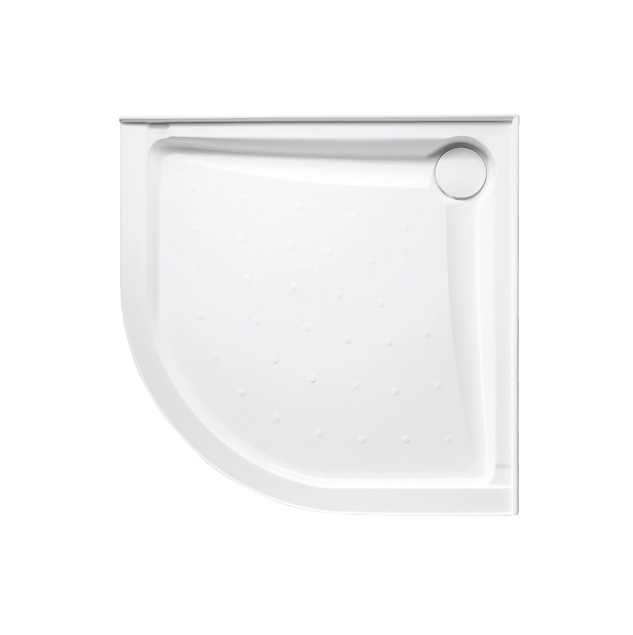 914-1000mm Evo White Polymarble Curved Front Corner Rear Outlet Shower Base