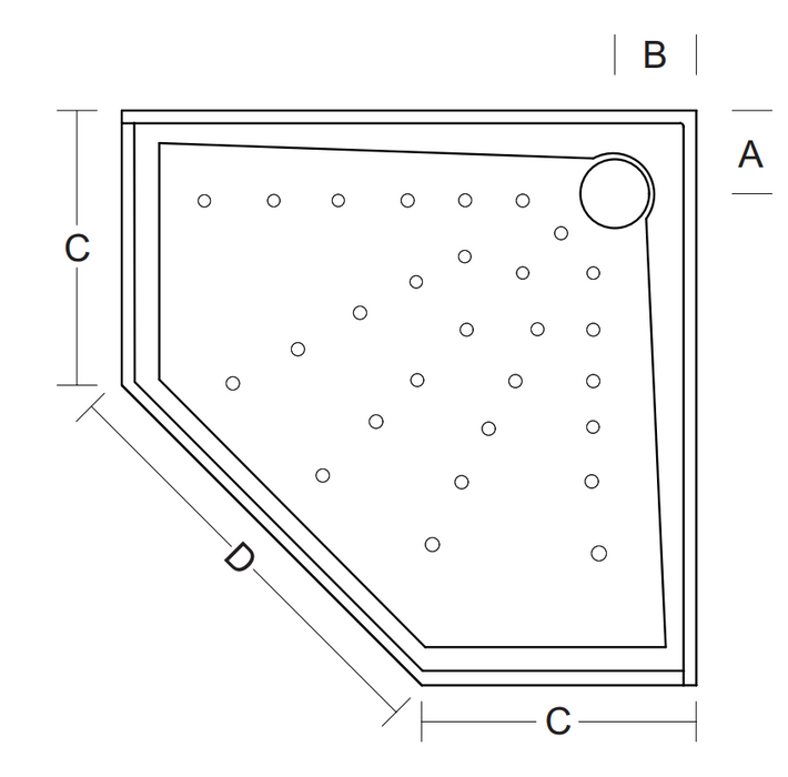 914-1200mm Evo White Polymarble Straight Diamond Front Corner Rear Outlet Shower Base - HD reno