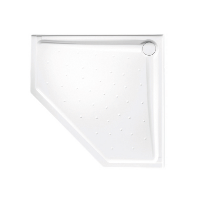 914-1200mm Evo White Polymarble Straight Diamond Front Corner Rear Outlet Shower Base - HD reno