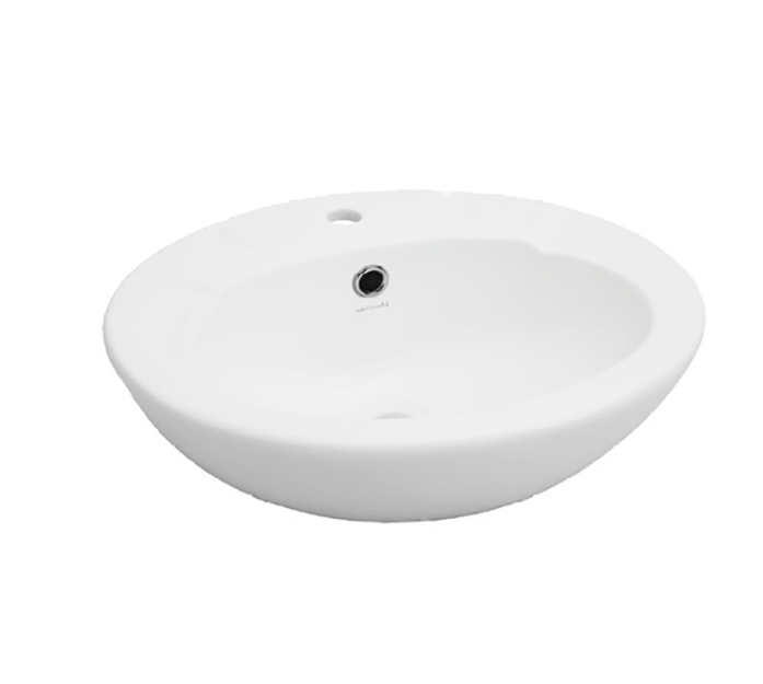 495*420*185mm Avon Ceramic 1/3 Taphole Semi-recessed Basin With Waste - HD reno