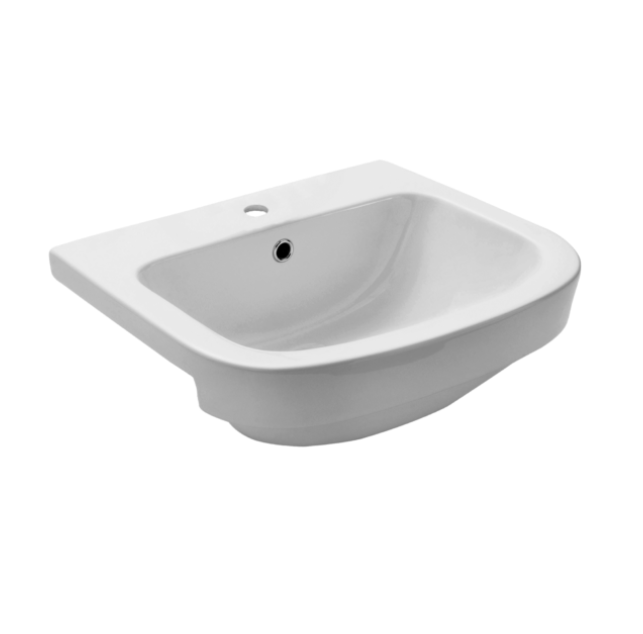 525*470*222mm Life Ceramic 1 Taphole Semi-recessed Basin With Waste - HD reno