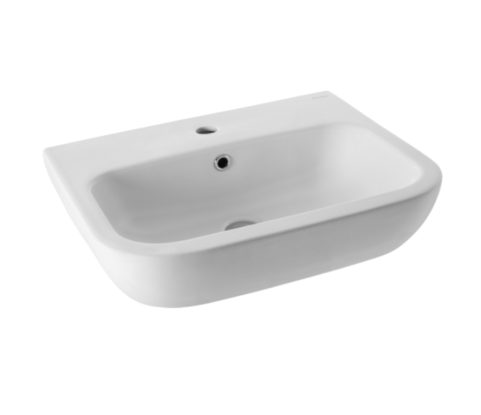 560*450*170mm Emilia White Ceramic 1 Taphole Wall Basin With Waste - HD reno