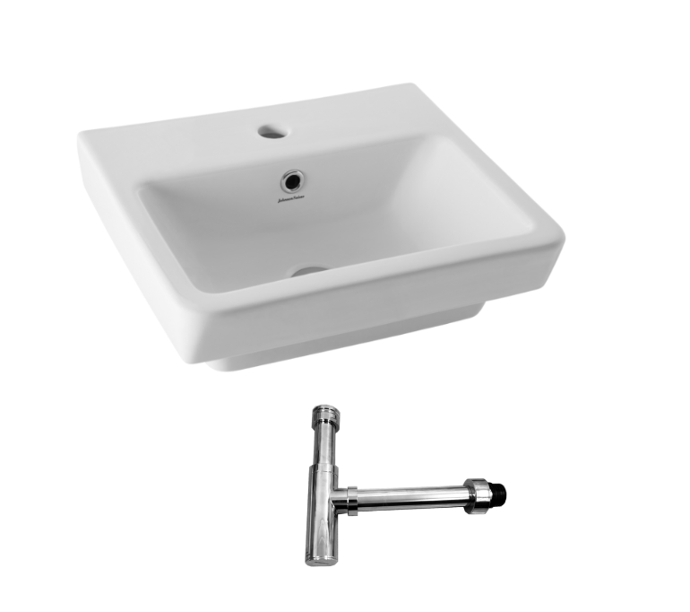 450*390*170mm Quado Ceramic Rectangular Wall Basin With Waste